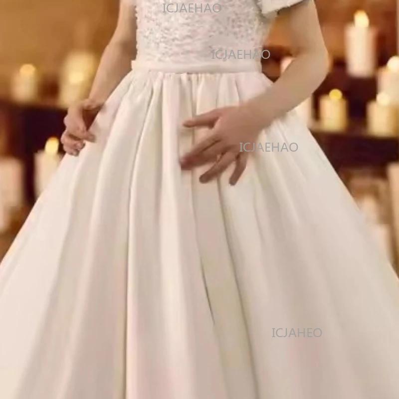 Nouvelle Robe de Princesse Élégante 2026 pour Filles, avec Traîne, Perles et Fleurs, pour Anniversai