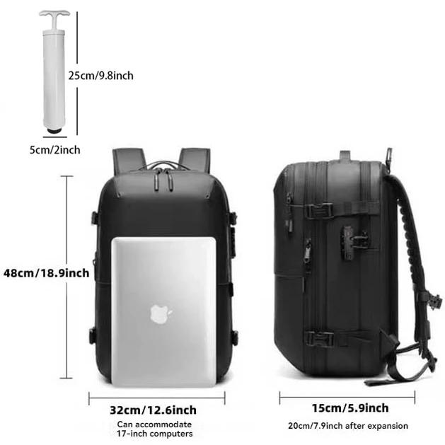 Sac à dos de voyage scellé sous vide, système de compression d'air extensible, serrure TSA étanche,