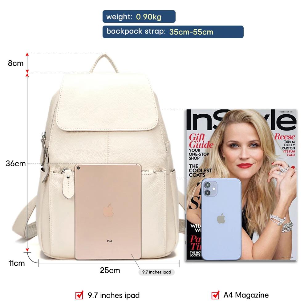 Zency en cuir véritable femmes sac à dos de haute qualité grande capacité sac de voyage sac à dos ca