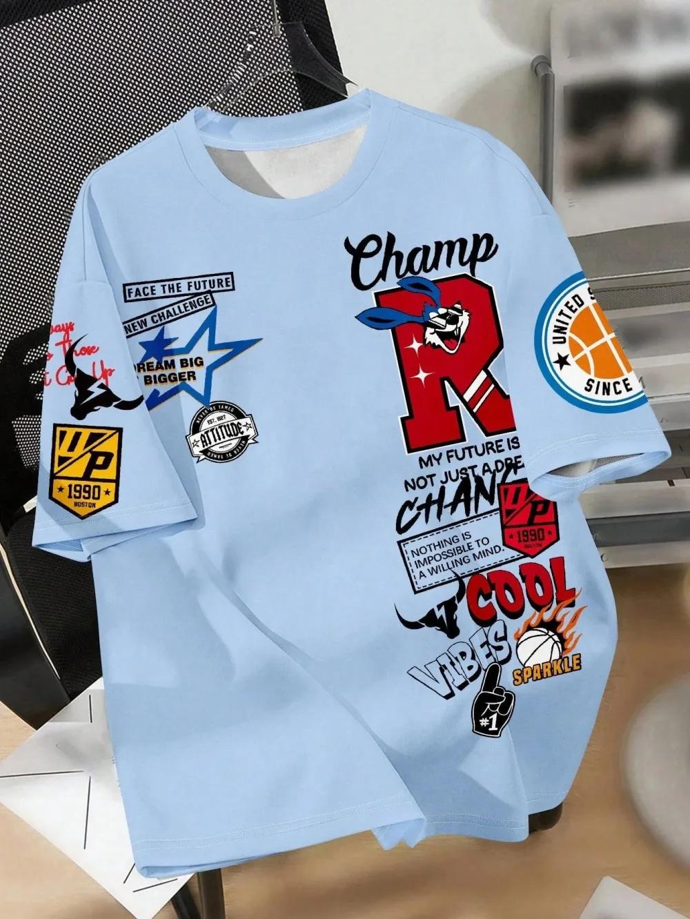 Nouveau T-shirt créatif respirant pour hommes avec motif imprimé Graffiti haut de sport confortable