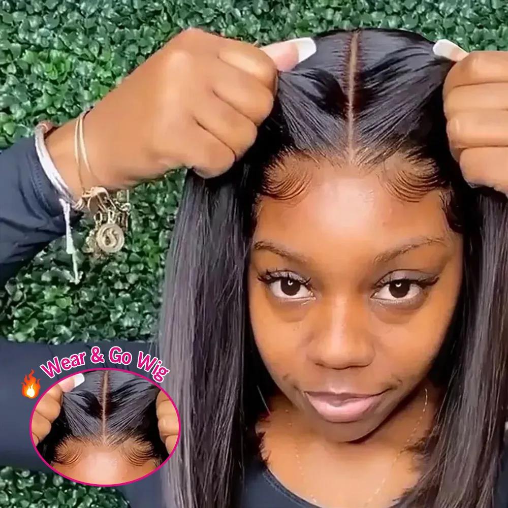 Perruque Bob Lace Front Wig sans colle, Wear and Go, Cheveux humains, Prête à porter, Sophia Straigh