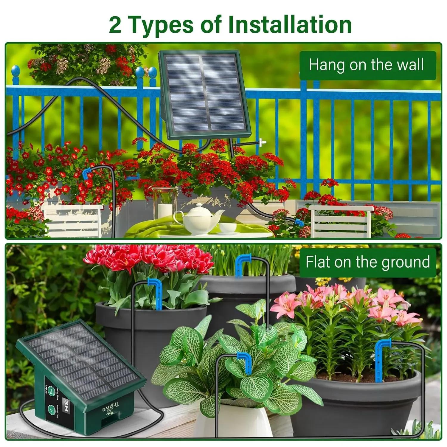 Système d'irrigation goutte-à-goutte solaire automatique, pour jardin, balcon, bricolage, tuyau d'ar