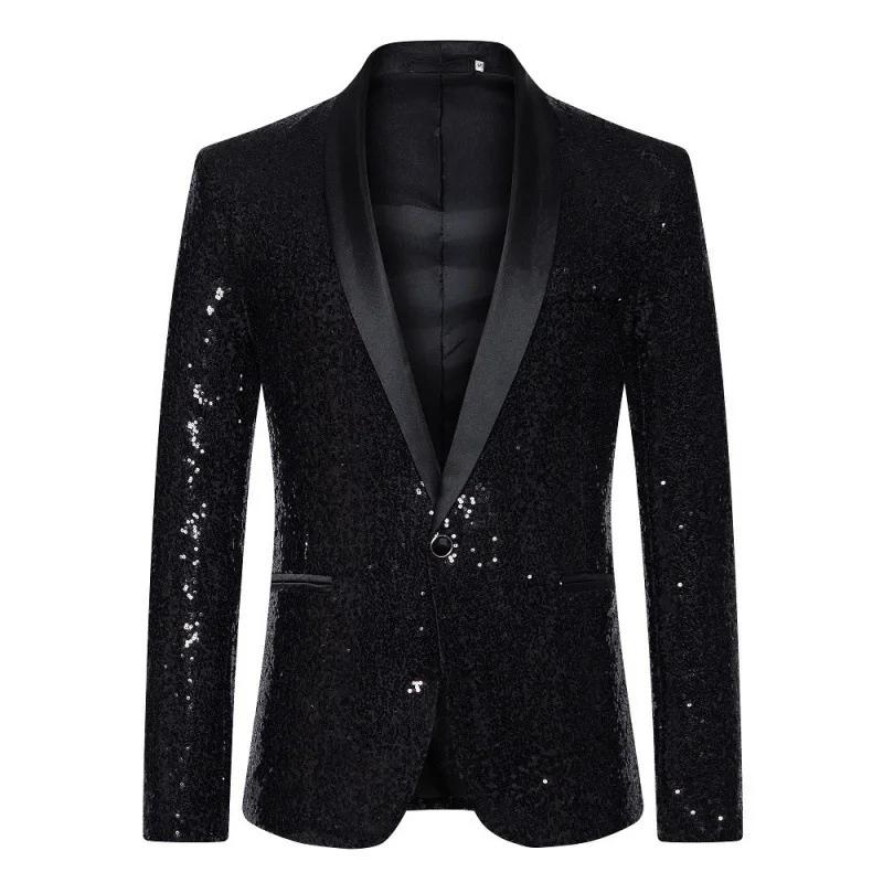Blazer homme KIDWHXR à col rabattu, couleur contrastante, sequins, veste de costume pour homme, manc