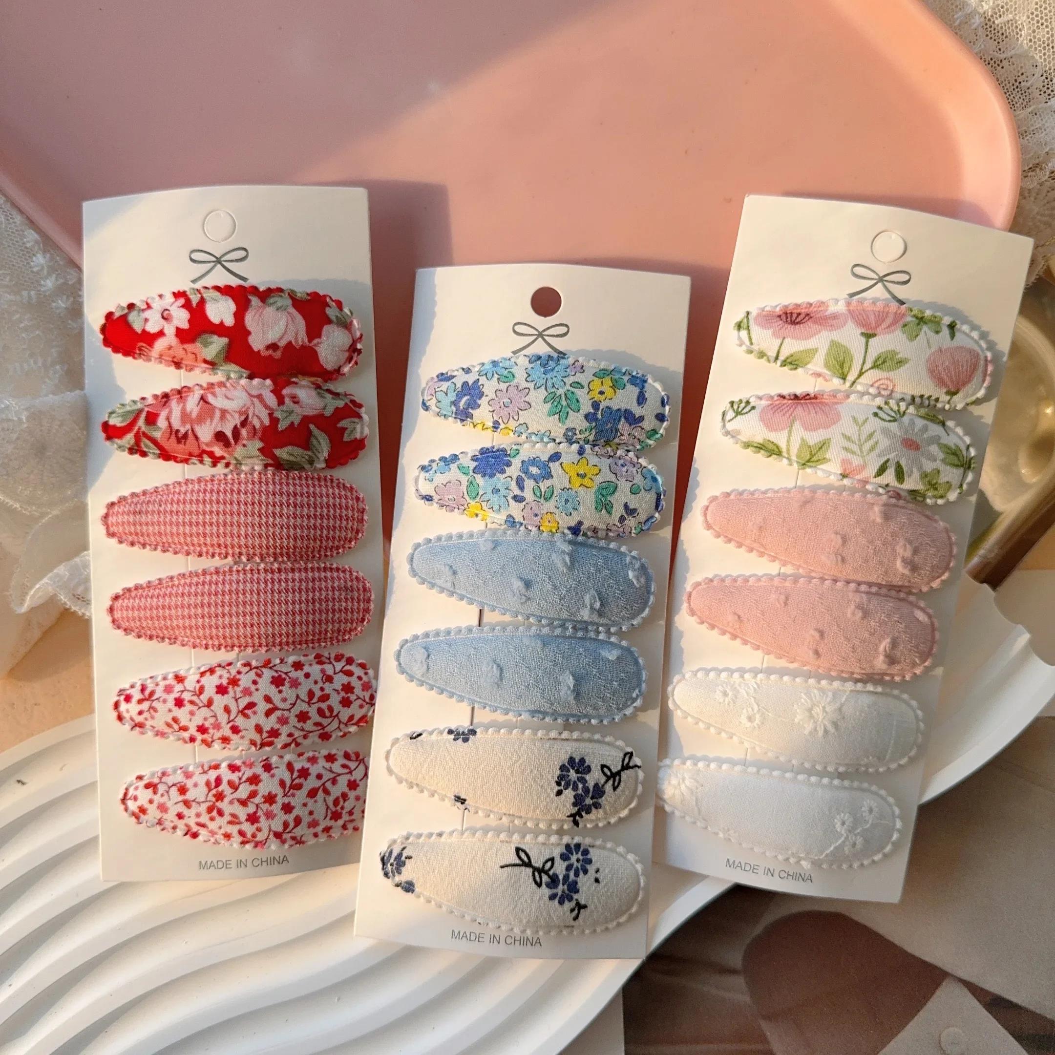 Pince à cheveux BB imprimée mignonne, 6 pièces, mode Crochet fait à la main pour fille, accessoires