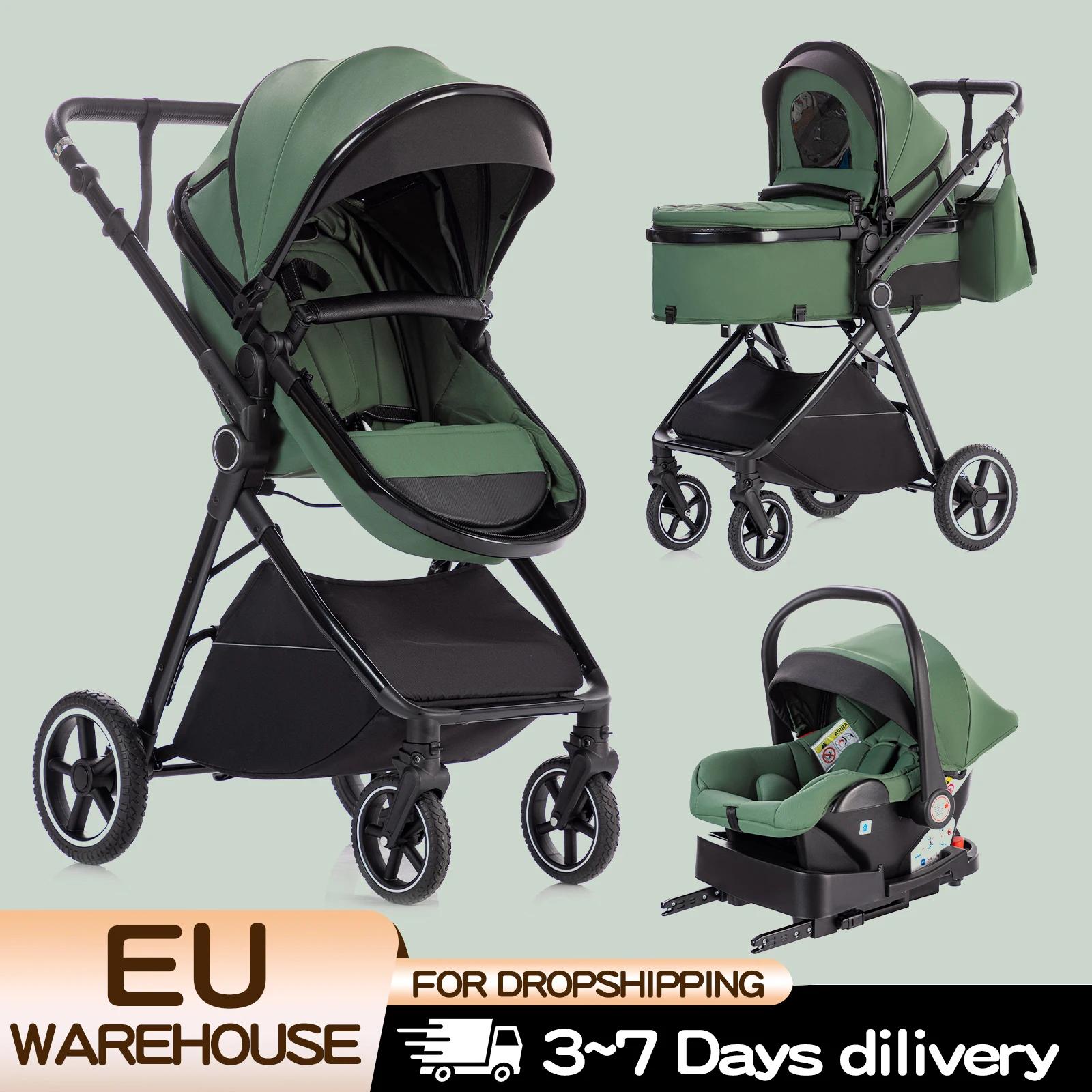 Poussette bébé luxueuse 3 en 1, portable, pliable, légère, pour nouveau-nés, convertible