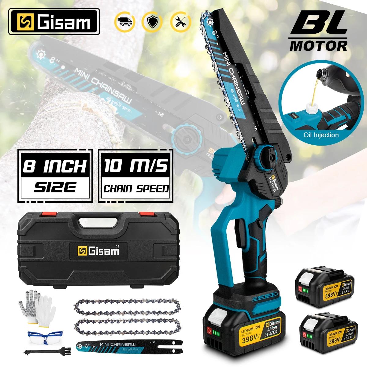 Scie électrique sans fil Gisam de 8 pouces, scie à chaîne portative pour jardinage, coupe de bois, é