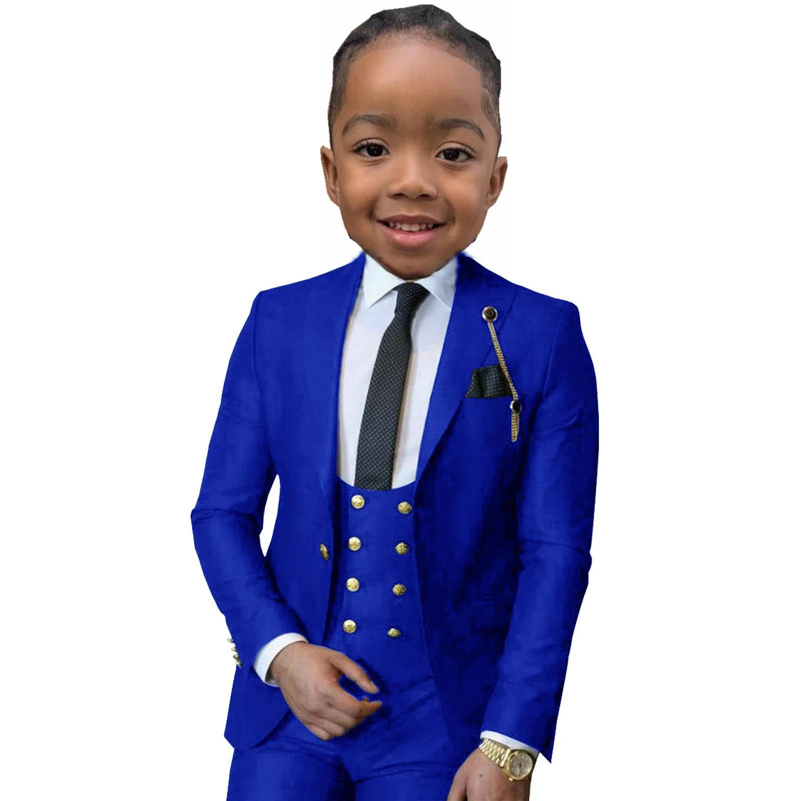 Costume formel pour garçons 3 pièces (veste + pantalon + gilet), smoking de mariage pour enfants de