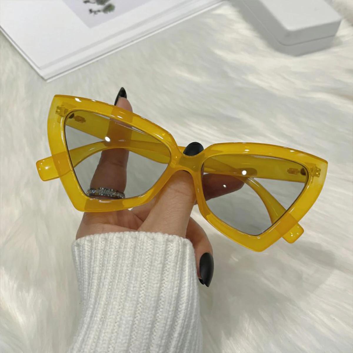 Lunettes de soleil triangle polygone pour femmes et hommes, lunettes vintage, lunettes rétro, lunett