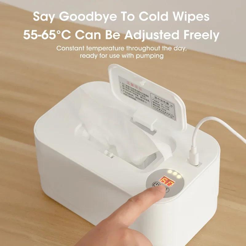 Chauffe-lingettes bébé avec affichage LED - Distributeur portable USB pour maison et voiture