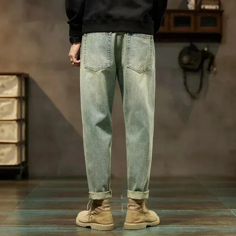 Pantalon cargo ample en jean rétro uni confortable pour homme, style Harajuku, coupe droite, simple