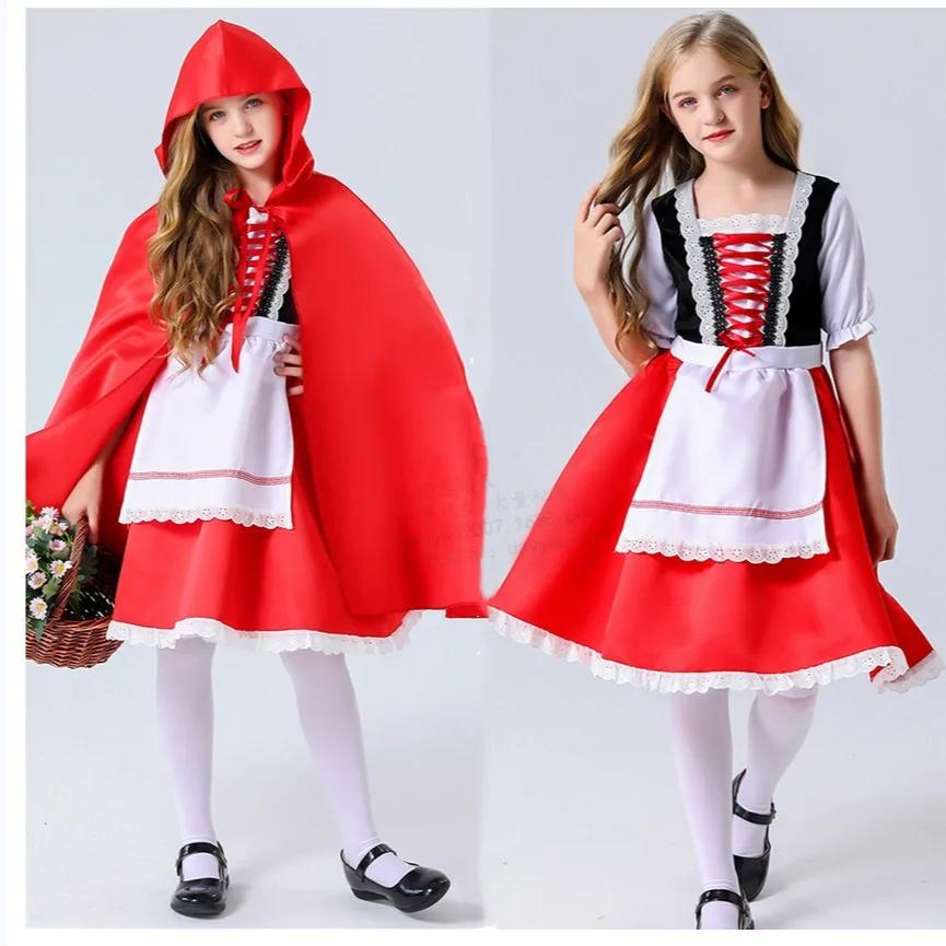 Filles petit chaperon rouge Cosplay Costume pour enfants princesse robe d'halloween bandeau + sac de