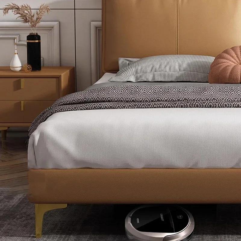 Hôtel moderne lit minimaliste luxe en bois massif Design cuir à la mode lit Letto Gonfiabile Per Dor