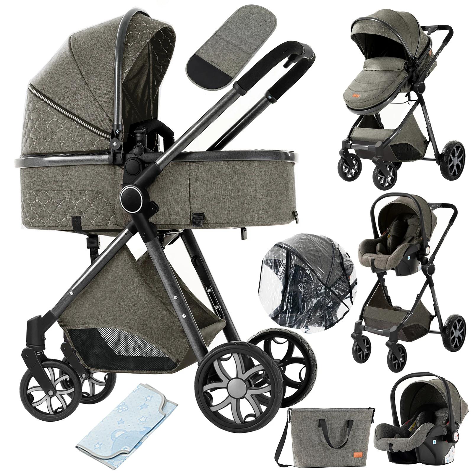 Poussette bébé 3 en 1, landau léger, poussette Portable pour nouveau-né, siège auto avec couffin
