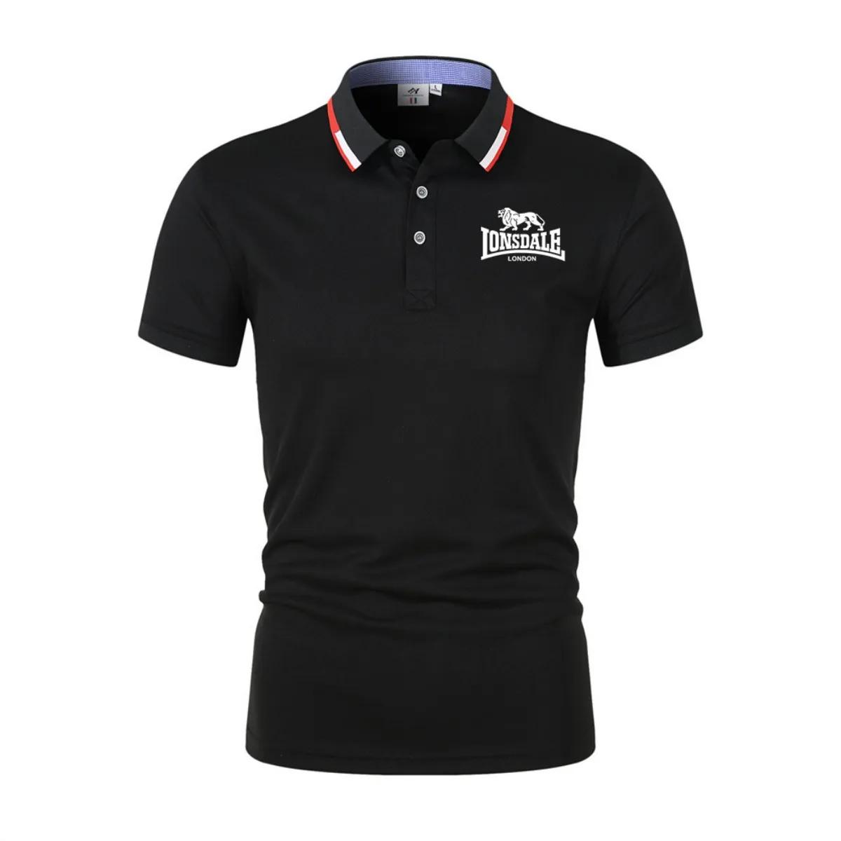 LONSDALE Polo élégant à imprimé lettres, chemise décontractée à col et manches courtes pour homme, h