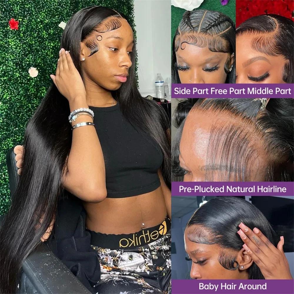 Perruque Lace Closure Wig Naturelle Lisse, HD, 4x4, 13x4, 28 30 Pouces