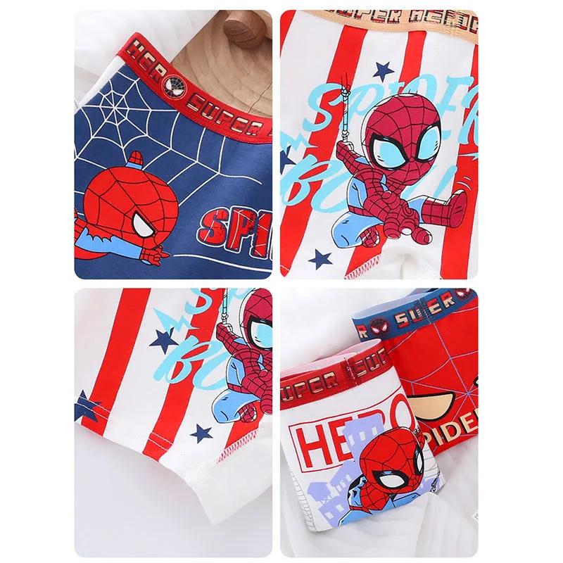 4 pièces garçons sous-vêtements en coton Cool Spiderman dessin animé imprimé enfants garçons boxeurs