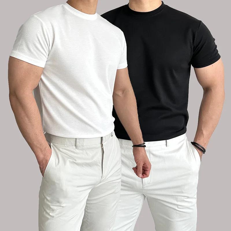 T-shirt d'Entraînement à Manches Courtes pour Homme, Haute artificiel asticité, Coton Respirant, vac