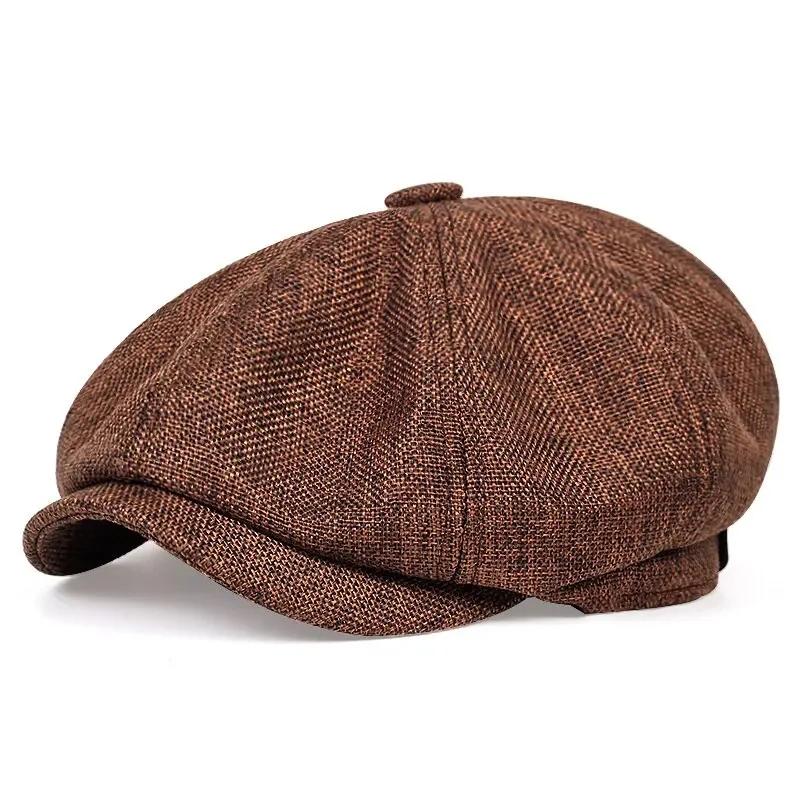Casquette de gavroche en coton sergé pour hommes, 8 panneaux, casquettes de boulanger, rétro, testos