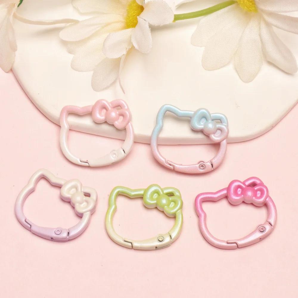 Sanrio Hello Kitty dégradé couleur printemps boucle anneau ouvert KT chat arc printemps anneau porte