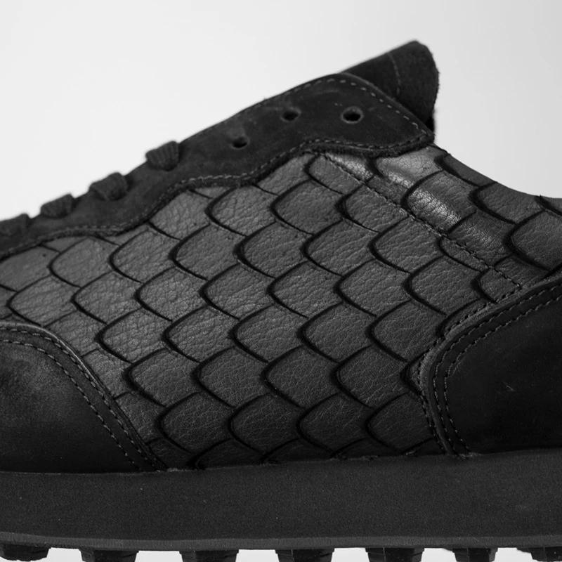 Chaussures de marche pour hommes en cuir de vache, motif écailles de dragon, tendance, en cuir vérit