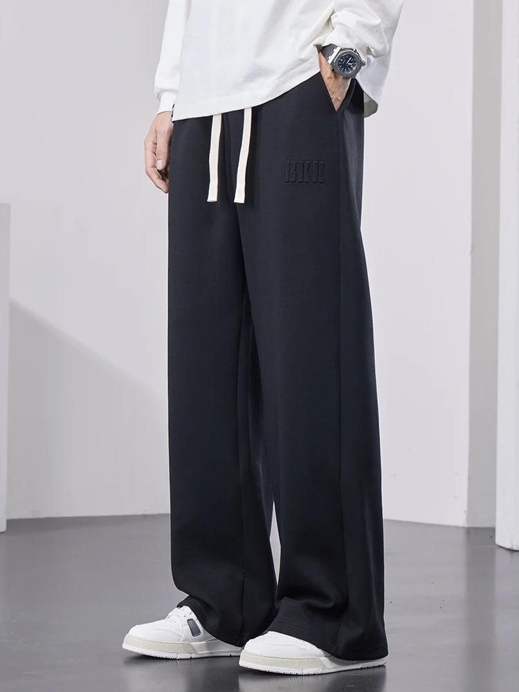 Pantalon de survêtement droit pour hommes, jambes larges, en coton, avec cordon de serrage, pantalon