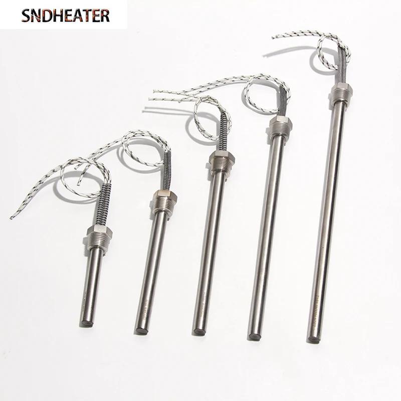 SNDHEATER 1KW Tube électrique à tête unique filetage DN15/21mm(1/2 ") 201SS Tube 12x100-200mm cartou