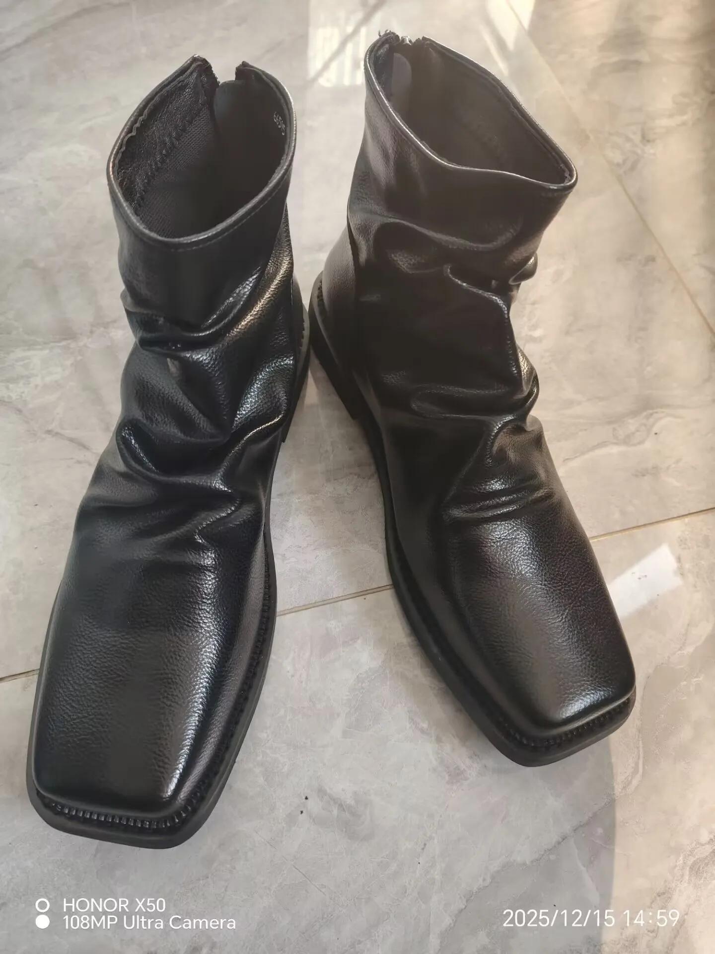 Bottes Chelsea décontractées pour hommes, tendance, Style britannique, grande taille, bout carré, co