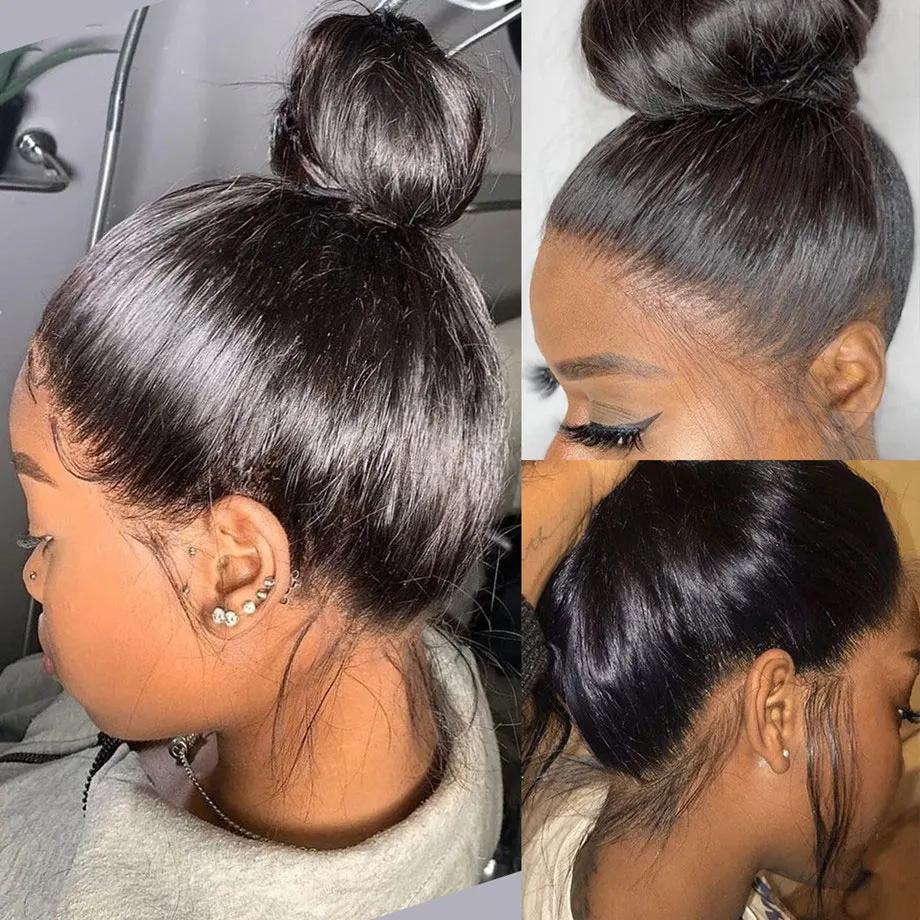 Perruque Lace Front Wig Naturelle Lisse, Cheveux Humains, 13x6, 13x4, 360 HD, 5x5, 6x4, 4x4, Closure