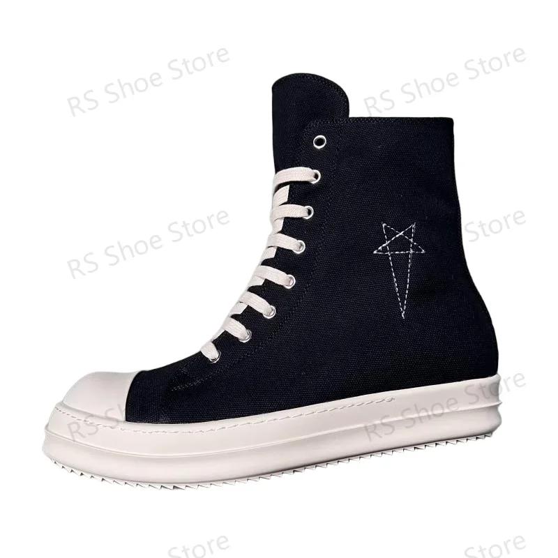 Ro Design classique botte en toile noire chaussure haute hommes chaussures décontractées de luxe fer