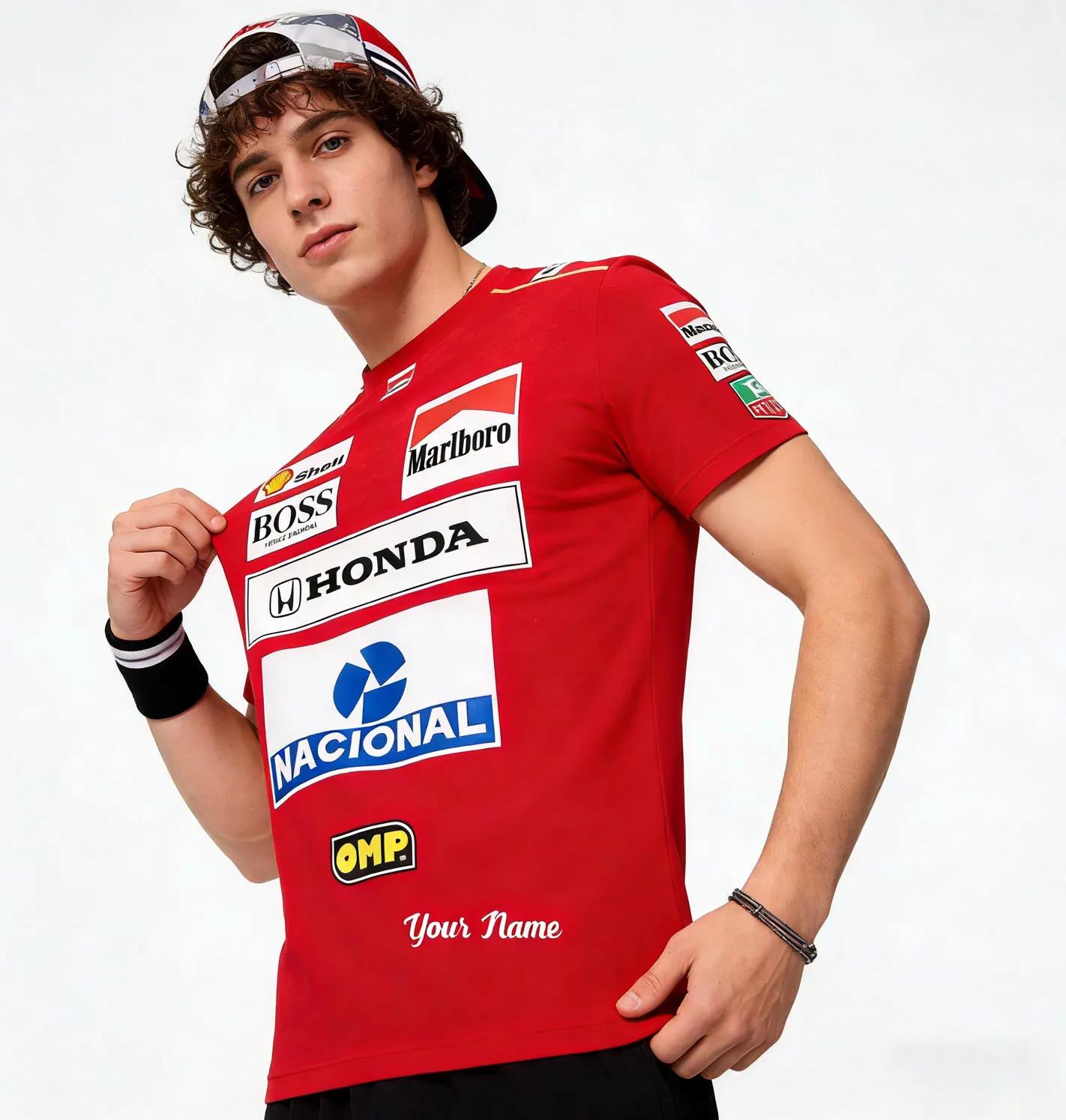 Nouveau T-shirt à manches courtes sport classique rouge Honda pour les activités de plein air, ample