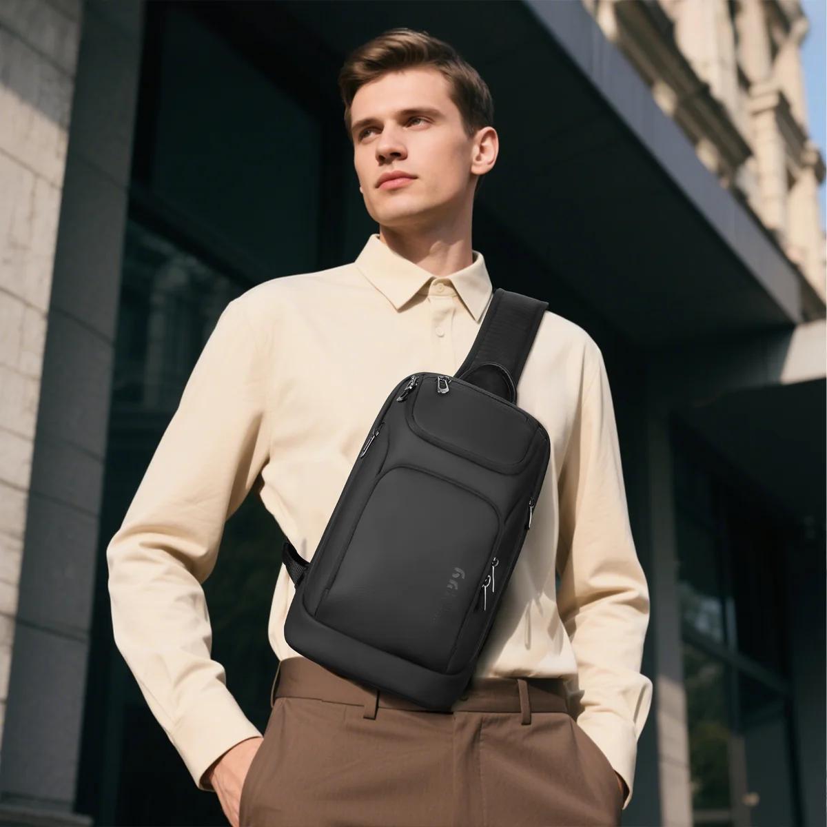 HcanKcan sac à bandoulière pour hommes d'affaires sac de poitrine étanche à la mode pour IPad 11 pou