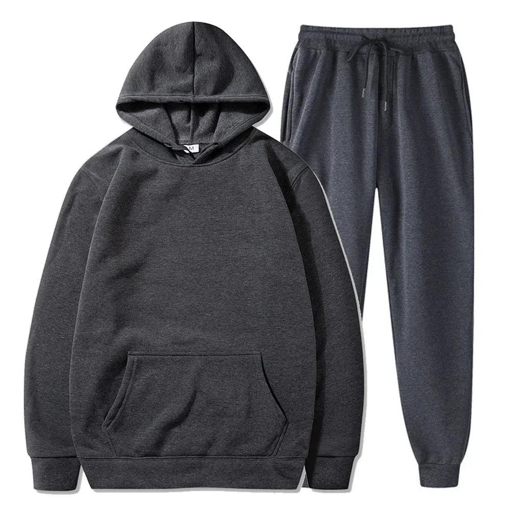 Sweat à capuche en polaire de base et pantalons de survêtement Ensemble hommes survêtement ensemble