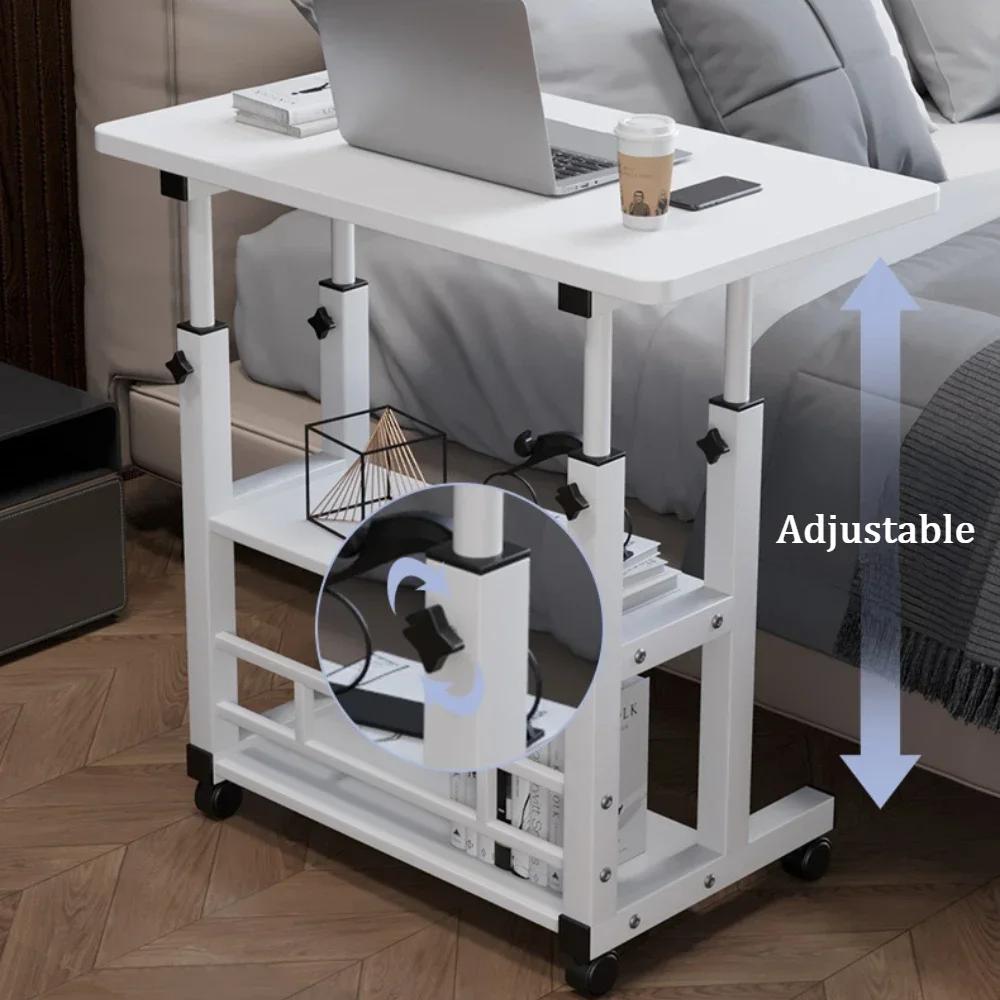 Bureau d'ordinateur Portable réglable Simple avec roulettes, Table de chevet mobile, ascenseur, bure