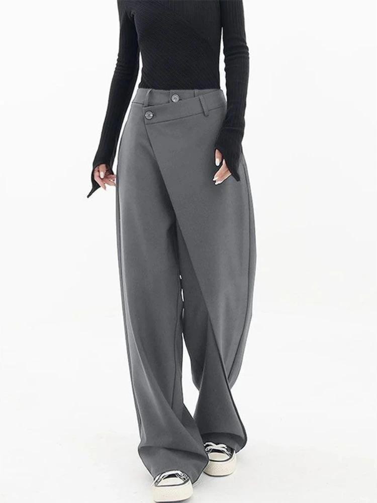 HOUZHOU femmes pantalon de costume large taille haute gothique Style japonais Baggy pantalon noir pa