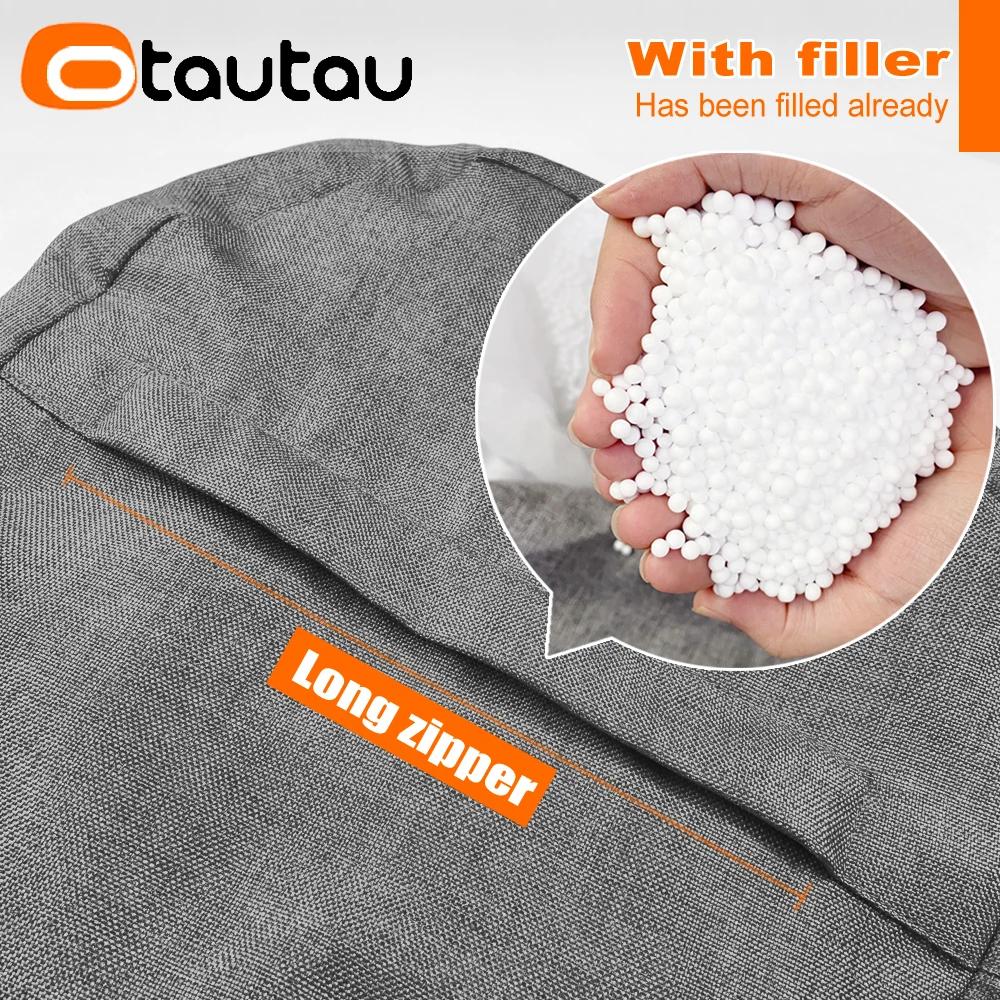 OTAUTAU tabouret rond D30cm * H20cm pouf en lin pouf avec remplissage pouf Pouf repose-pieds Tatami
