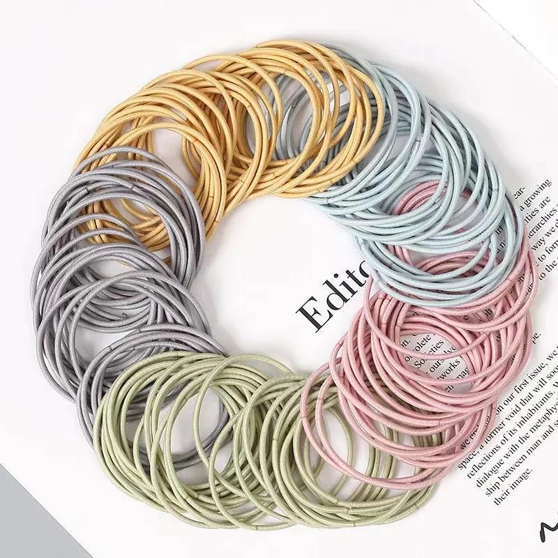 100 pièces/ensemble femmes 3.5CM bandes de cheveux élastiques en Nylon de base queue de cheval cheve