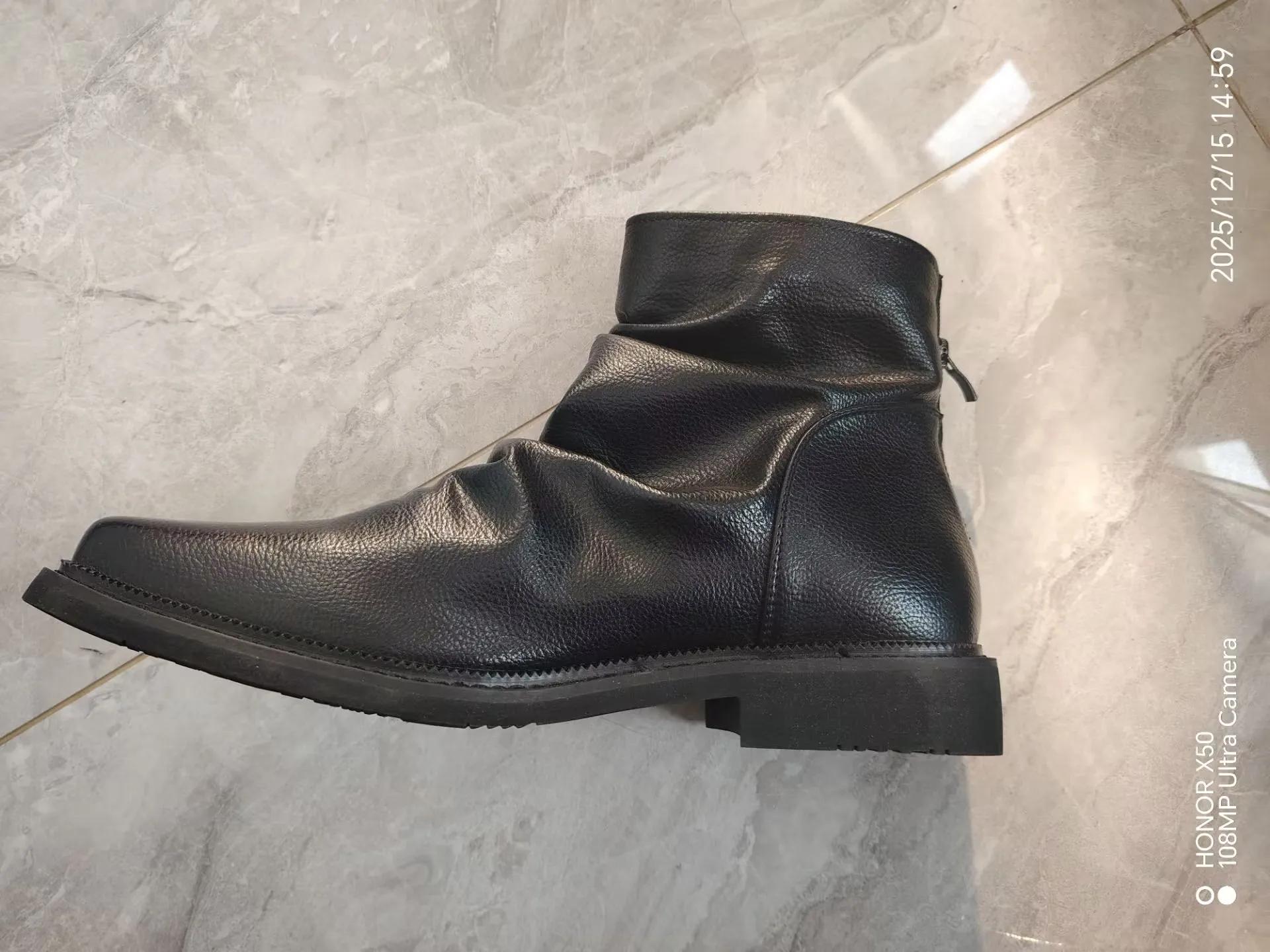 Bottes Chelsea décontractées pour hommes, tendance, Style britannique, grande taille, bout carré, co