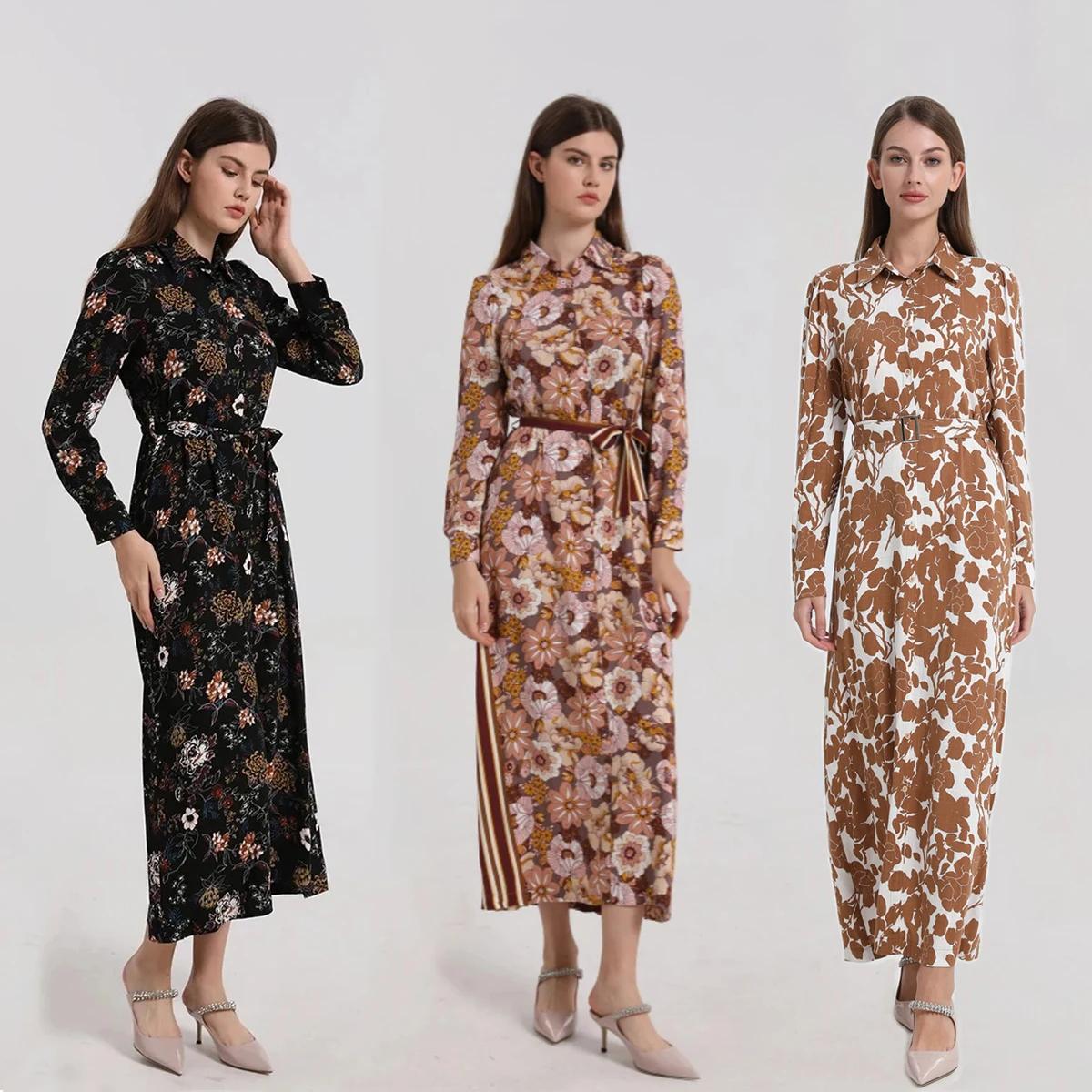 I-ISHA-Robe Maxi Douce Imprimée avec Ceinture, Style Grandes Bol et Femmes, Vêtements, Printemps et