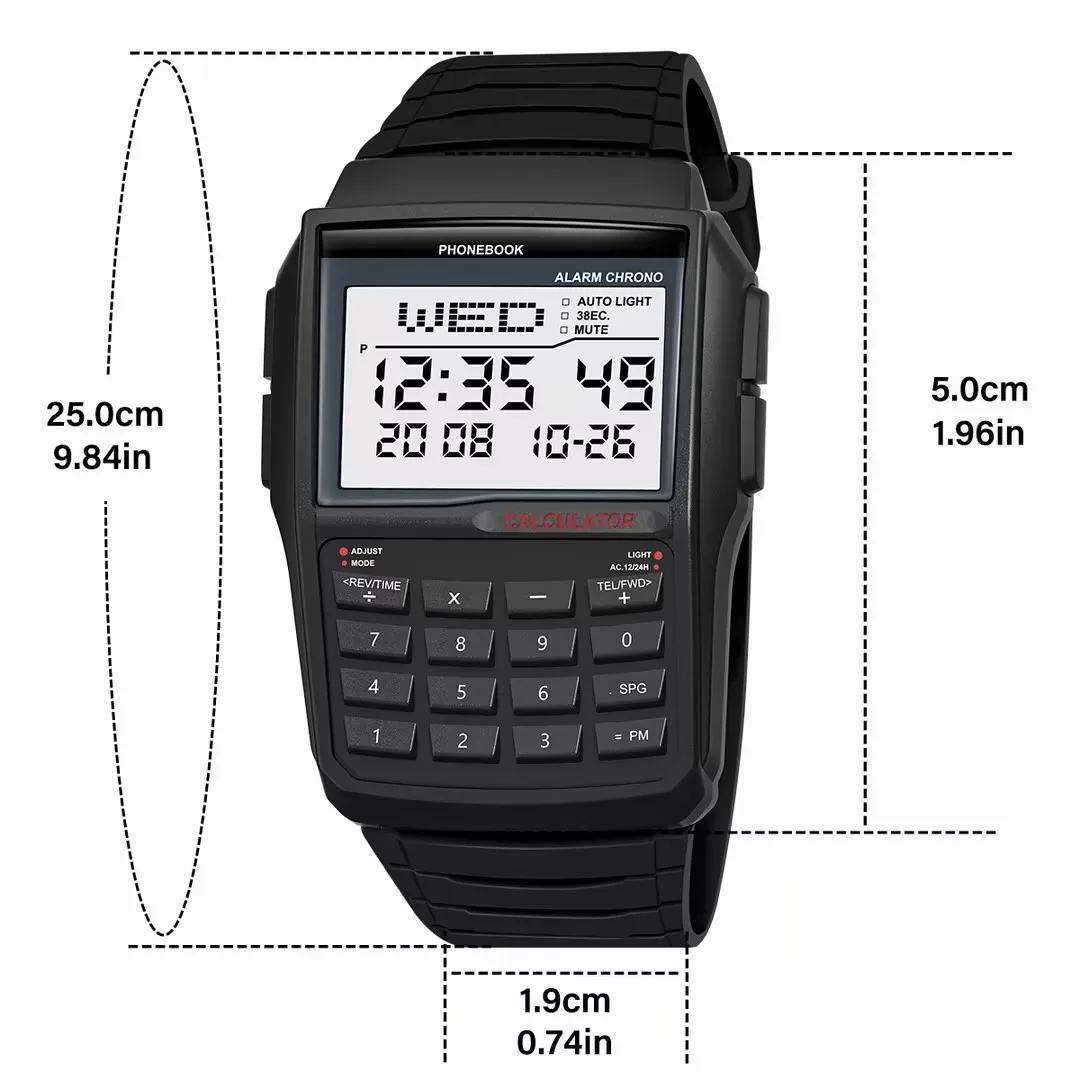 Montre Calculatrice Multifonctionnelle pour Hommes, Montre Électronique LED de Luxe à la Mode, Montr