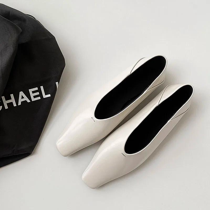 Dilalula 2025 Vintage en cuir véritable pompes femmes bout carré talons bas bureau dames quotidien c