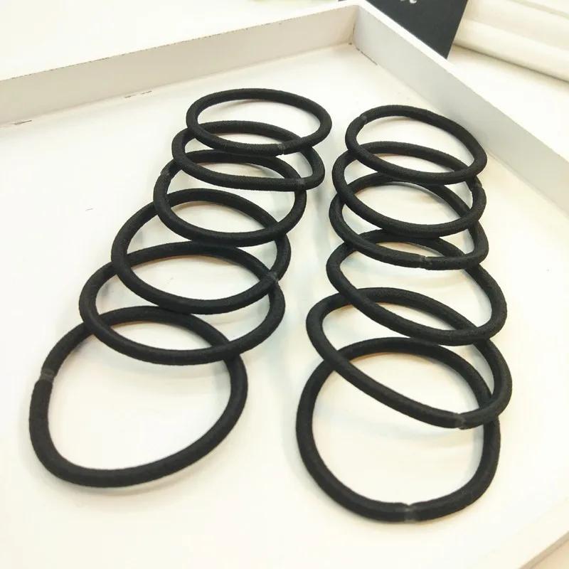 10/30/50pcs 4MM noir élastique pour queue de cheval bandes de cheveux élastiques chouchous pour femm