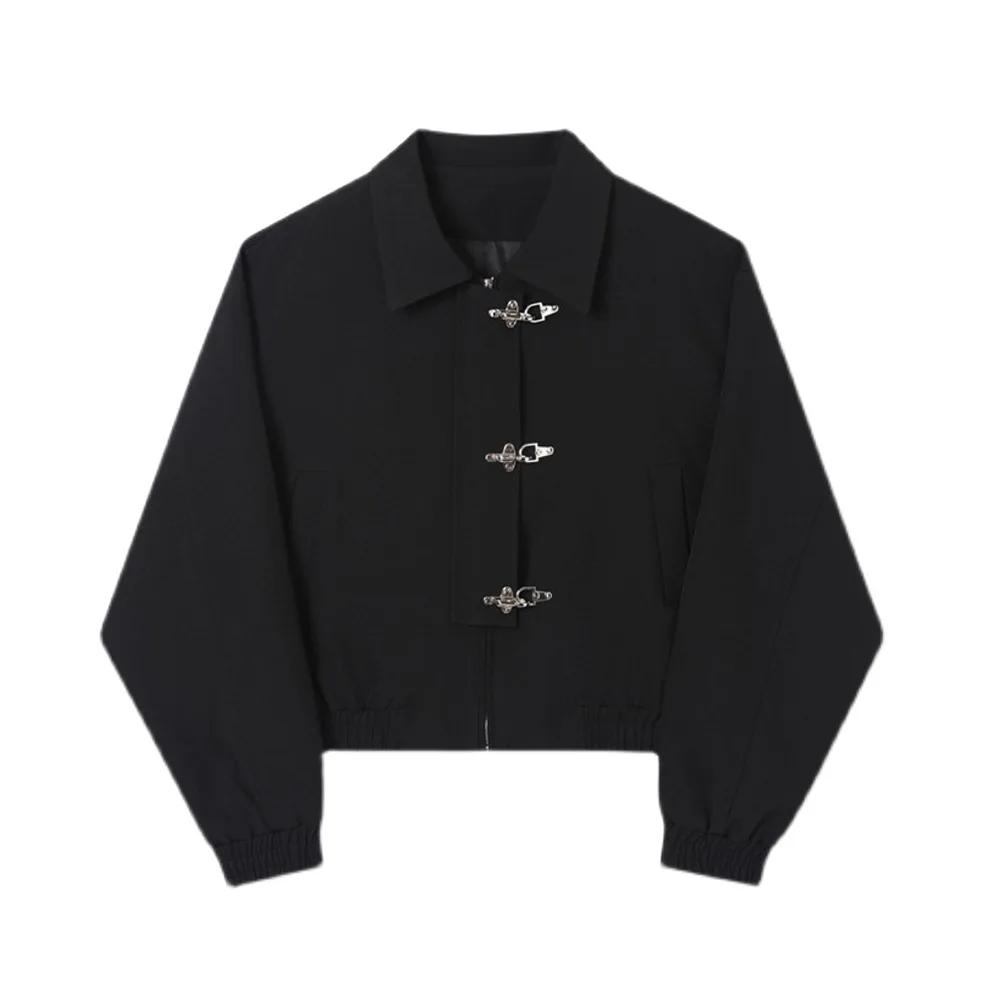 Manteau Homme Printemps Col Rabattu Couleur Unie Veste Courte Homme Style Urbain Simple Boutonnage M
