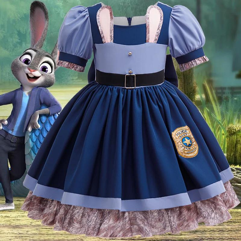 Robe de policier Judy Bunny pour filles, Costume de lapin Disney Zootopia 2 pour enfants, robe de Co