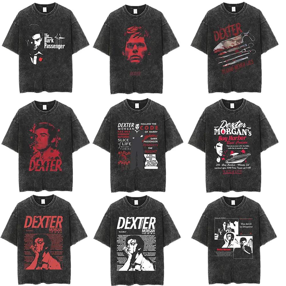 TV Play Dexter Morgan Lavé Vintage T-shirts Hommes Femmes Rétro Surdimensionné Manches Courtes T-shi