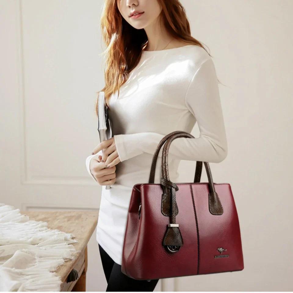 Sac à bandoulière Patchwork de luxe pour femmes, sac à main en cuir de grande capacité, fourre-tout