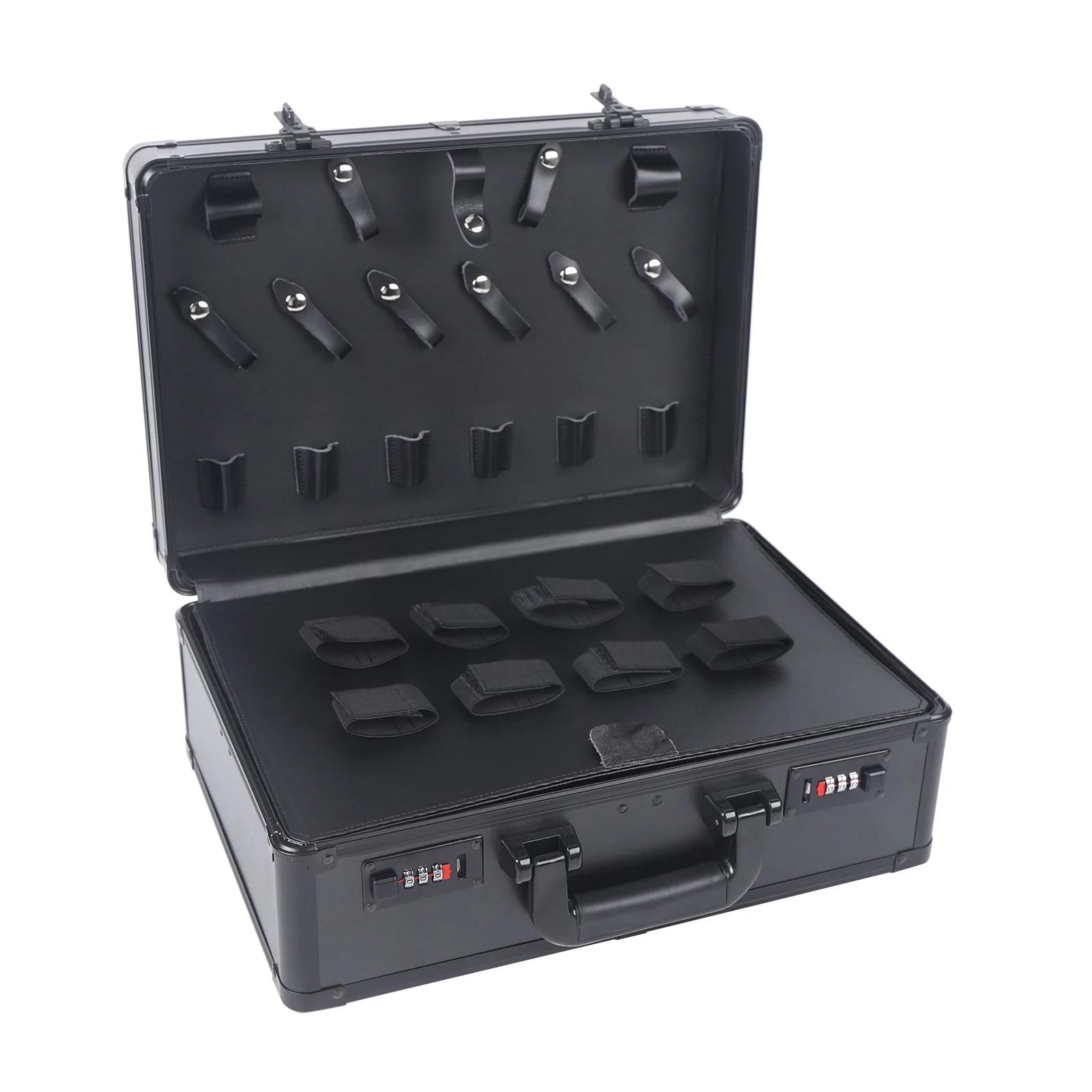 Boîte à outils de coiffure professionnelle multicouche noire, étui de rangement pour barbier, organi