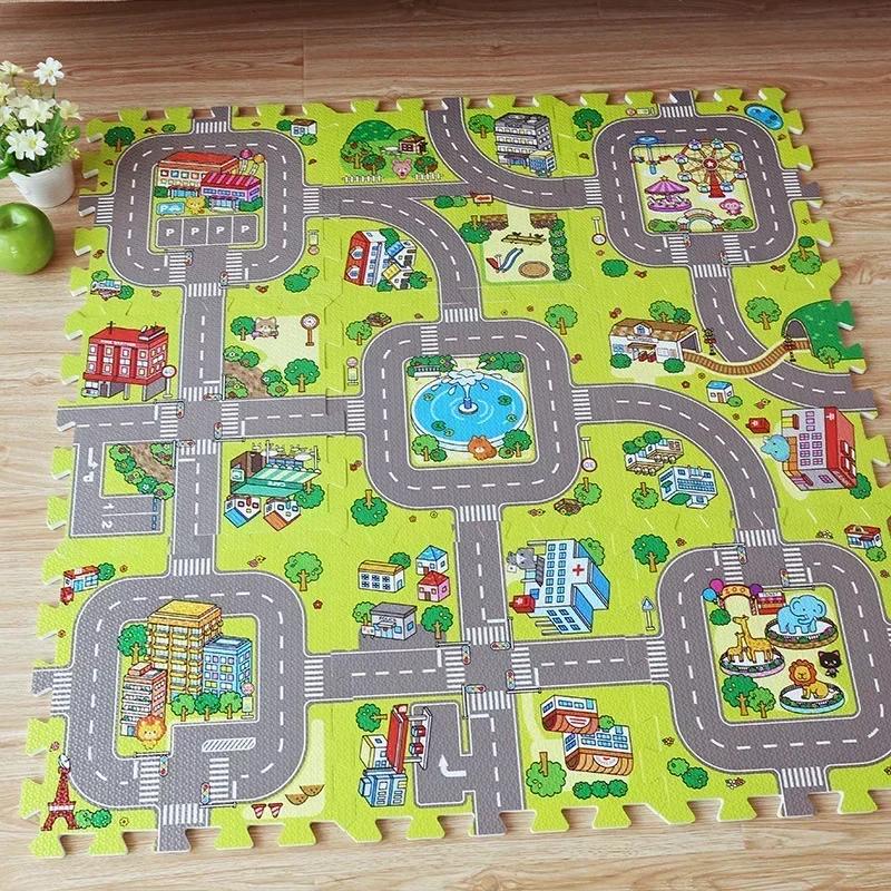 9 pièces/lot bébé tapis de jeu enfants tapis doux sol jouets route trafic doux sol décor à la maison