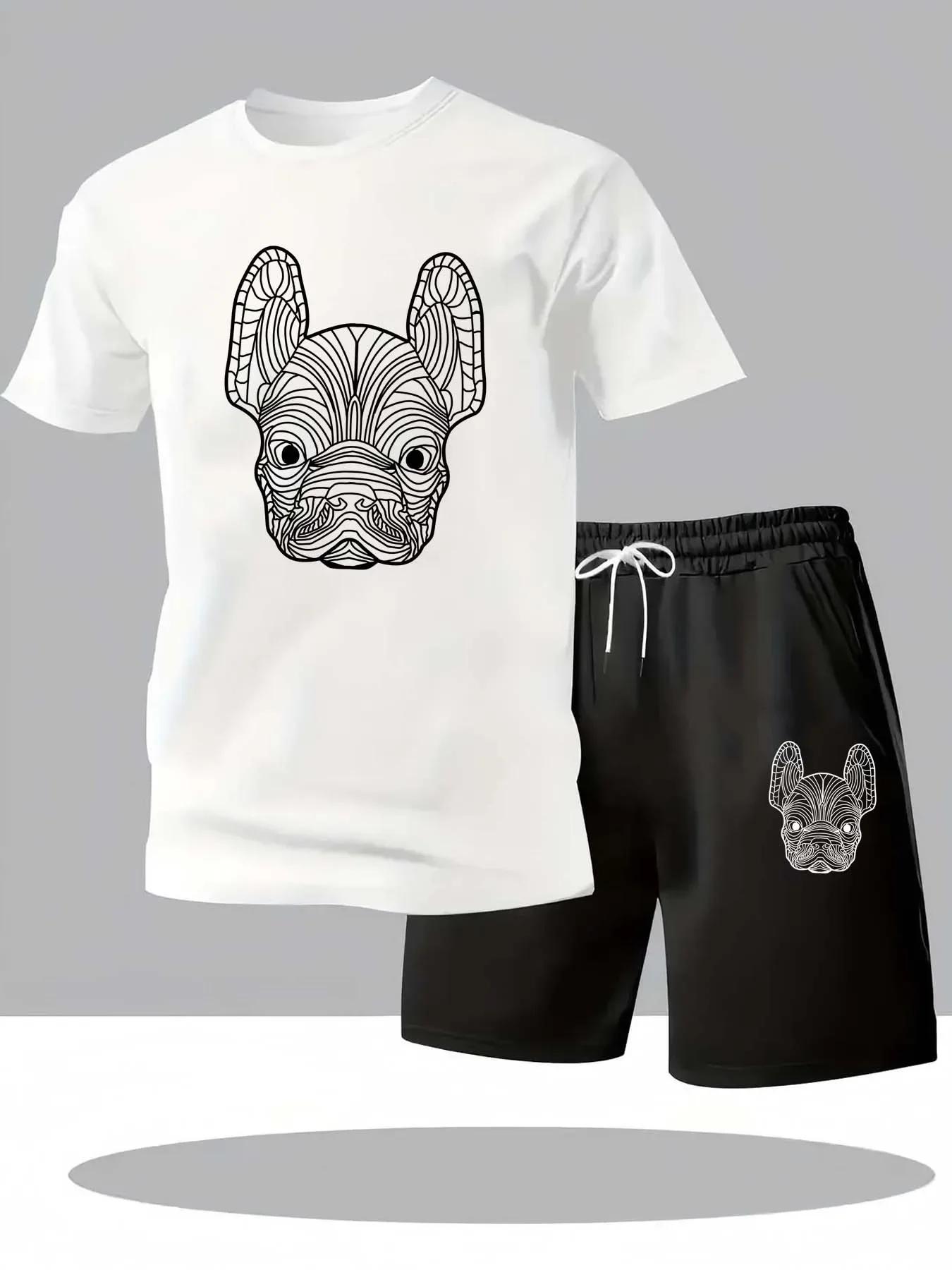 Ensemble t-shirt et short à manches courtes pour hommes, séchage rapide, décontracté, mode urbaine,