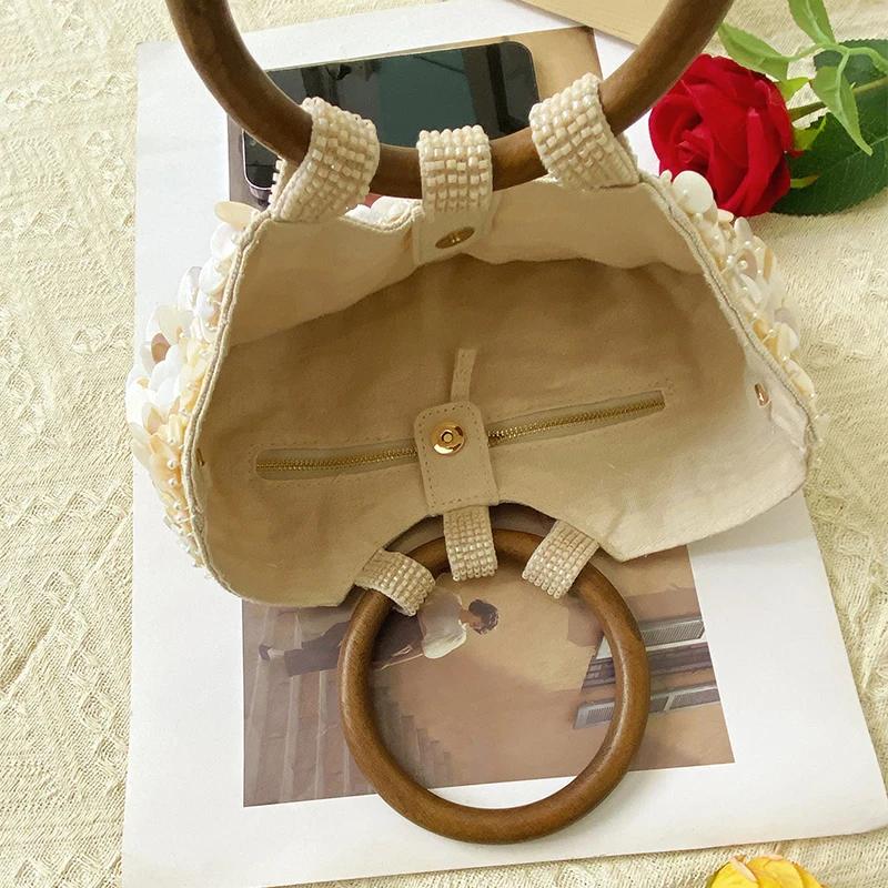 Nouveau style chinois tendance de la mode double cercle couleur unie coquille sac artistique sac à m