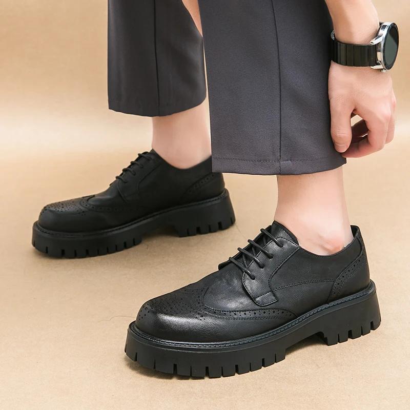 Chaussures Oxford à fond épais de marque de luxe, chaussures de sécurité d'extérieur à lacets, chaus